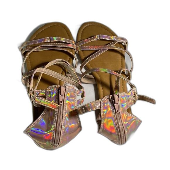 Luffymomo Pink iridescent feminine Women's Gladiator Strappy Sandals Size 8 - Picture 8 of 15